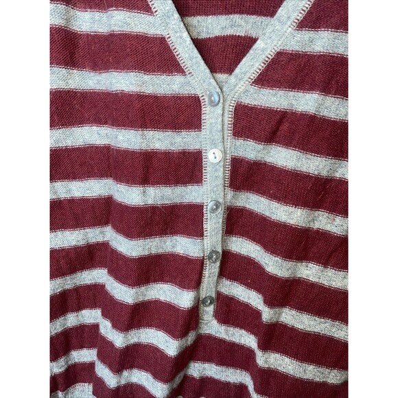 y2k 90s long button sweater Rabbit Hair wool stripe cardigan fitted L mossimo - Picture 3 of 11